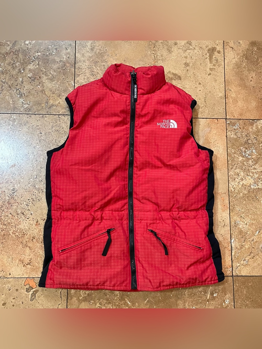 Vintage The North Face Lhotse Goose Down Puffer Vest Red Grid Women's Size Small